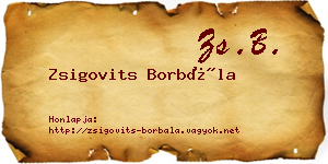 Zsigovits Borbála névjegykártya